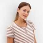 Пижама женская (футболка, шорты), размер 48, цвет кофейная полоса - фото 33633069