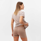 Пижама женская (футболка, шорты), размер 50, цвет кофейная полоса - фото 33633078