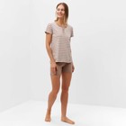 Комплект женский (футболка/шорты), цвет кофейная полоса, размер 52 - фото 33633087