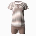 Комплект женский (футболка/шорты), цвет кофейная полоса, размер 56 - Фото 7