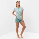 Комплект женский (футболка/шорты), цвет оливковая полоса, размер 48 - Фото 5