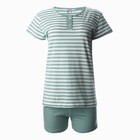 Комплект женский (футболка/шорты), цвет оливковая полоса, размер 48 - Фото 7