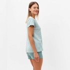 Комплект женский (футболка/шорты), цвет оливковая полоса, размер 54 9931219