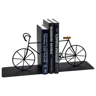 Подставка под книги «Велосипед», 37×12×20 см, цвет чёрный