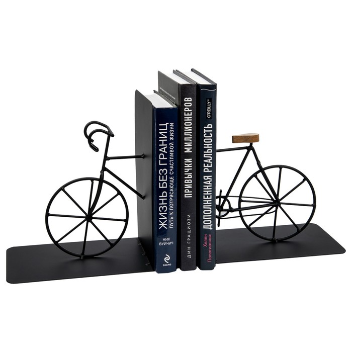 Подставка под книги «Велосипед», 37×12×20 см, цвет чёрный - фото 1909293600