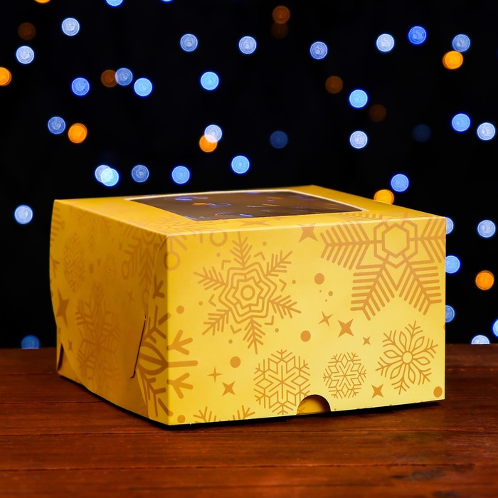 Упаковка на 4 капкейков с окном "Новогодний градиент", 16 х 16 х 10 см - Фото 1