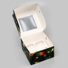 Коробка для 4 капкейков с окном, кондитерская новогодняя упаковка «С Новым годом», 16×16×10 см - Фото 4