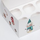 Упаковка на 6 капкейков с окном "Рождественский домик", 25 х 17 х 10 см - Фото 4