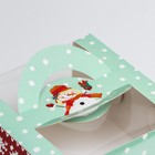 Коробка под бенто - торт с окном «Новогодний снеговик», 14×14×8 см, Новый год - Фото 3