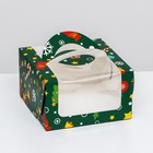 Коробка под бенто-торт с окном "Новогодняя изумрудная", 14 х 14 х 8 см - Фото 6