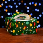 Коробка под бенто-торт с окном "Новогодняя изумрудная", 14 х 14 х 8 см - Фото 2