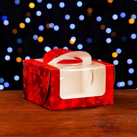 Коробка под бенто-торт с окном "Праздничное настроение", 14 х 14 х 8 см
