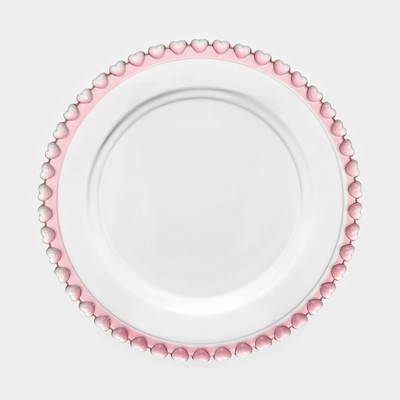 Тарелка «Розе», 19.5×19.5×2 см, стекло, каёмка розовая