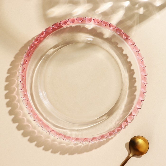 Тарелка стеклянная обеденная «Розе», 19,5×19,5×2 см - фото 1909293678