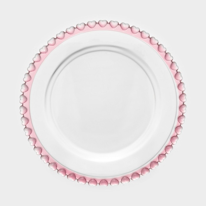 Тарелка «Розе», 19.5×19.5×2 см, стекло, каёмка розовая - Фото 1