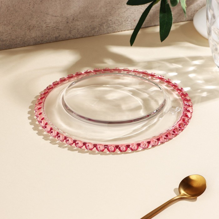 Тарелка стеклянная обеденная «Розе», 19,5×19,5×2 см - фото 1909293681