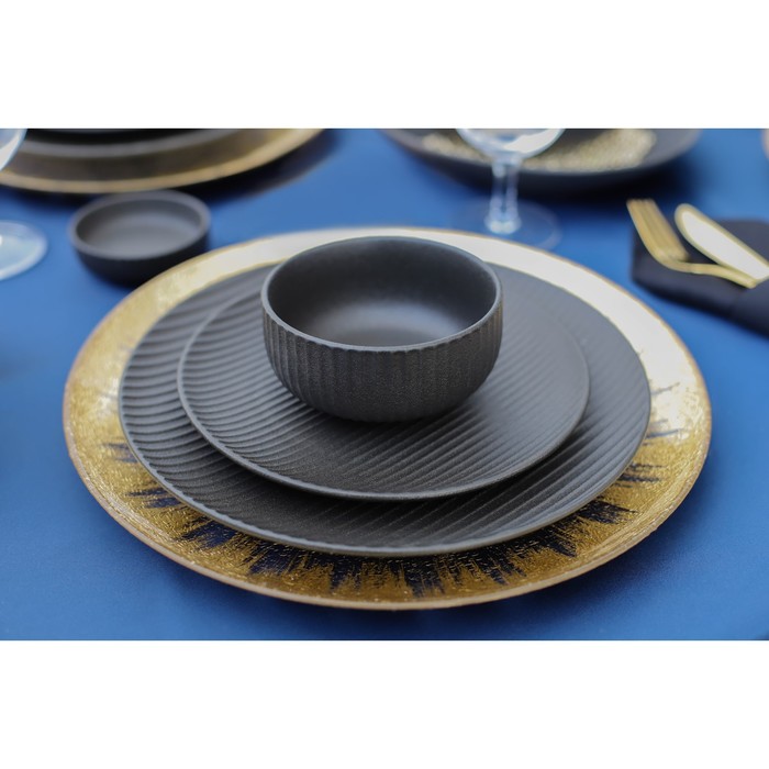Тарелка Magistro Line, d=20.5 см, фарфор, чёрная - фото 114051488