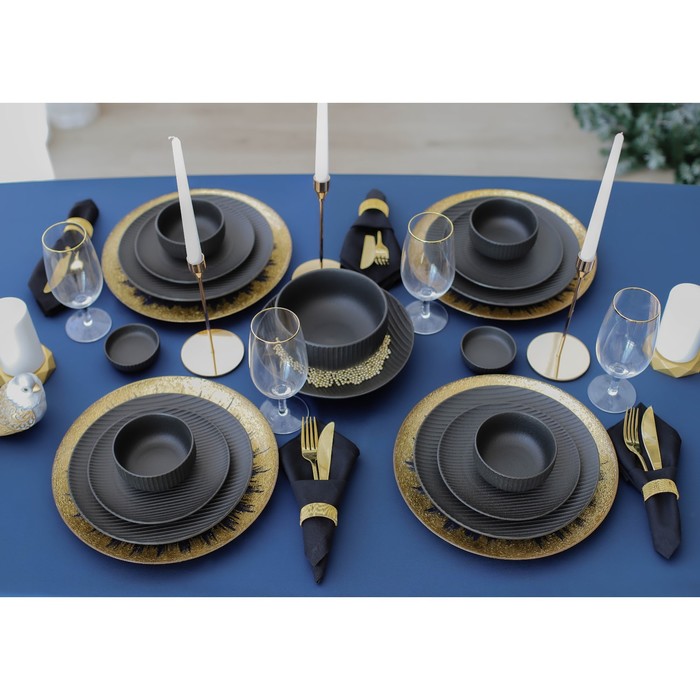 Тарелка Magistro Line, d=20.5 см, фарфор, чёрная - фото 114051490