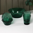 Набор стеклянной посуды «Верде», 5 предметов: 2 стакана 330 мл, 2 тарелки 280 мл, салатник 1,6 л, цвет зелёный - фото 3088879