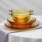 Сервиз стеклянный столовый «Дымка», 6 предметов: 2 бульонницы 450 мл, 2 тарелки 500 мл, 2 тарелки d=23см, цвет жёлтый - фото 4487511