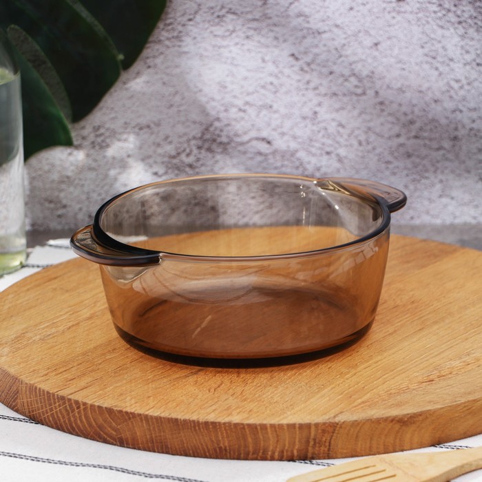 Супница стеклянная с крышкой «Дымка», 1 л, цвет коричневый - фото 1888715124