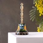 Колокольчик -позвонок №5 "Цветы", расписной, с длинной ручкой, d= 53 мм - фото 22976566