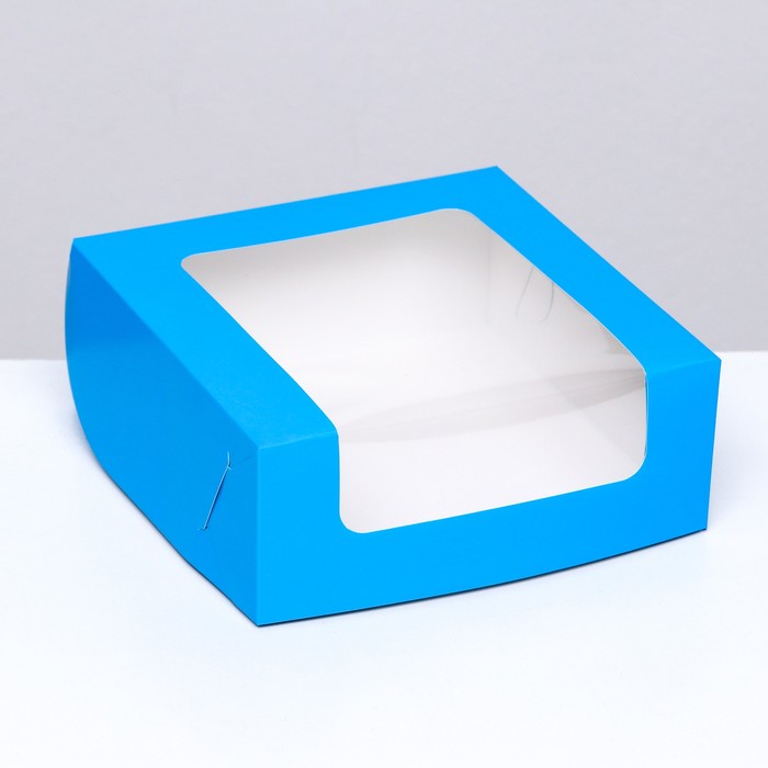 Кондитерская упаковка с окном, синяя, 18 х 18 х 7 см - Фото 1