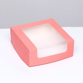 Кондитерская упаковка с окном, розовая, 18 х 18 х 7 см