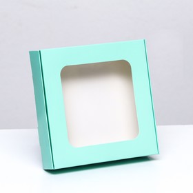 Коробка самосборная с окном, мятная, 13 х 13 х 3 см