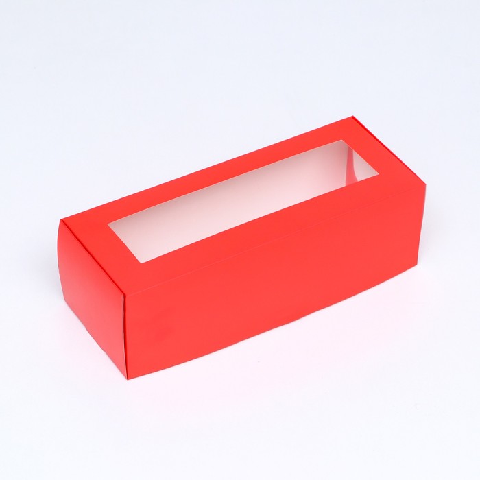 Коробка складная с окном под рулет, красная, 26 х 10 х 8 см