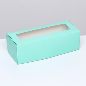 Коробка складная с окном под рулет, зеленая, 26 х 10 х 8 см