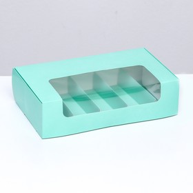 Коробка складная с окном под 5 эклеров зеленая, 25 х 15 х 6,6 см