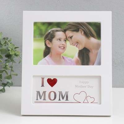 Фоторамка для фото 10×15 см «Мамин день», пластик, белая, 18.5×21.5 см