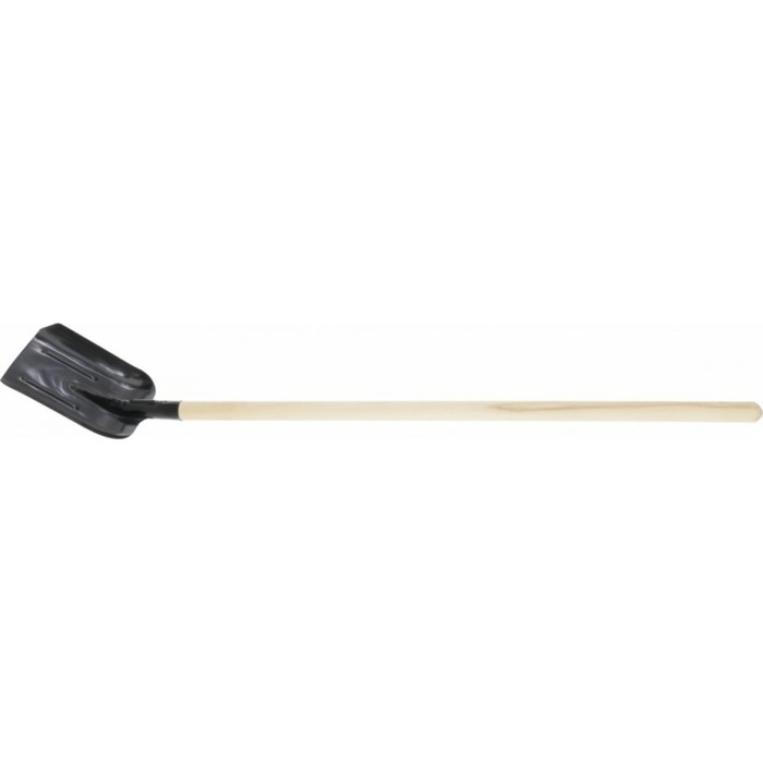 Лопата совковая, прямоугольная, L = 140 см, рёбра жёсткости, деревянный черенок - Фото 1