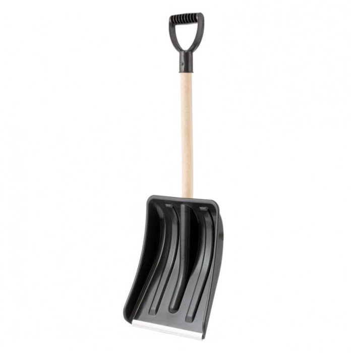 Лопата пластиковая, ковш 365 × 275 мм, с оцинкованной планкой, деревянный черенок - Фото 1