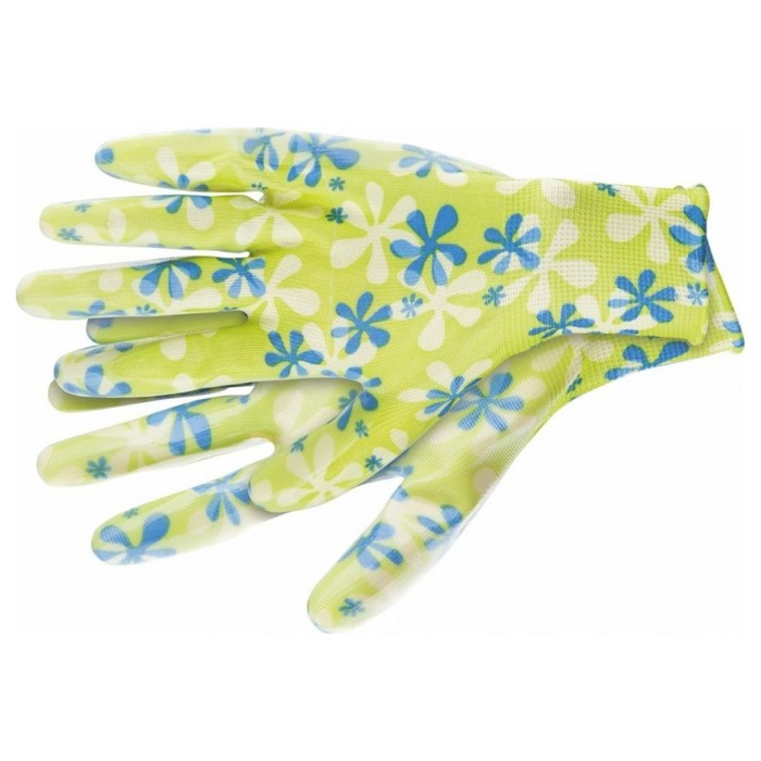Перчатки из полиэстера садовые, с нитриловым обливом, размер 7, зелёные, Palisad