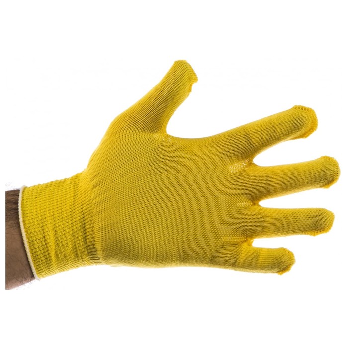 Перчатки нейлоновые садовые, вязка класс 13, размер 9, жёлтые - Фото 1