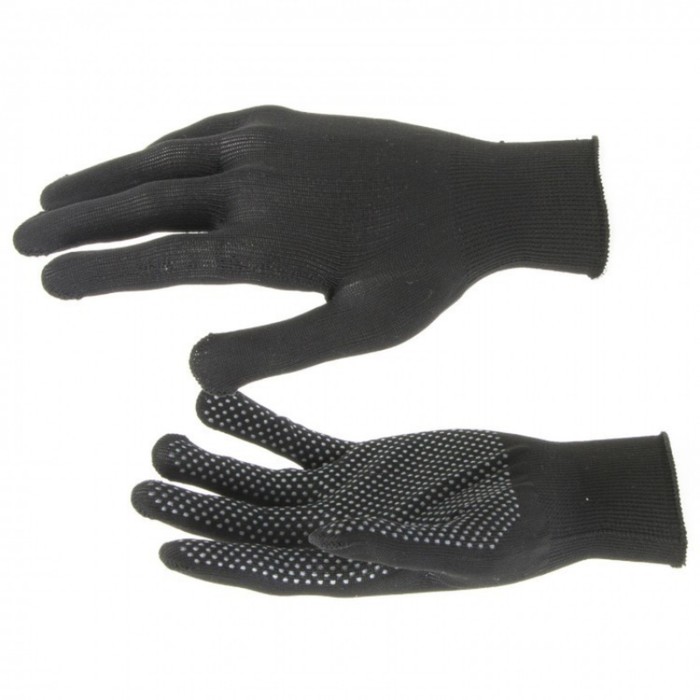 Перчатки нейлоновые, вязка класс 13, с ПВХ точками, размер 10, чёрные - Фото 1