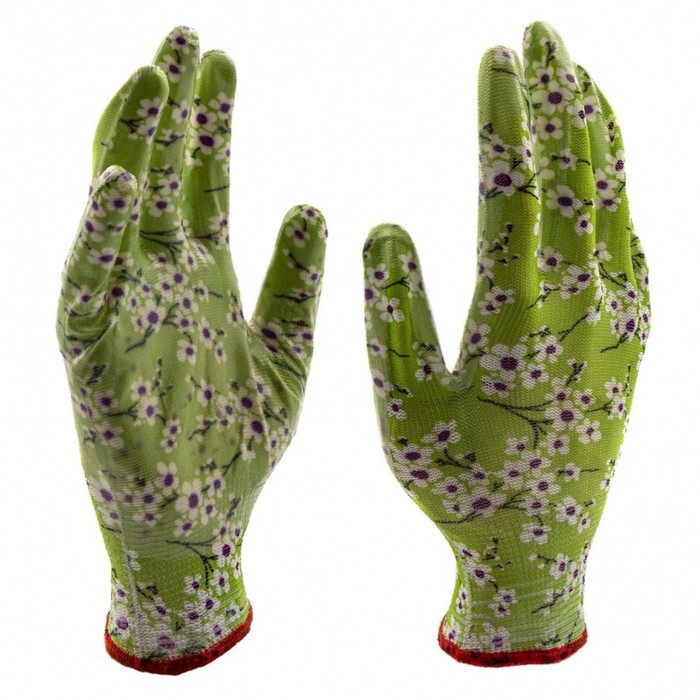 Перчатки из полиэстера садовые, с нитриловым обливом, размер 8, цвет МИКС, Palisad - Фото 1