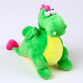 Мягкая игрушка "Дракон" с розовой спинкой, 22 см, цвет зеленый
