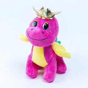 Мягкая игрушка «Дракоша», с короной, 21 см, цвет ярко-розовый