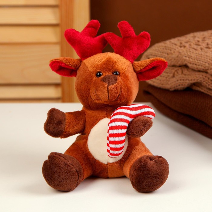 Мягкая игрушка «Олененок», новогодний, 15 см, цвет коричневый - фото 1903461454