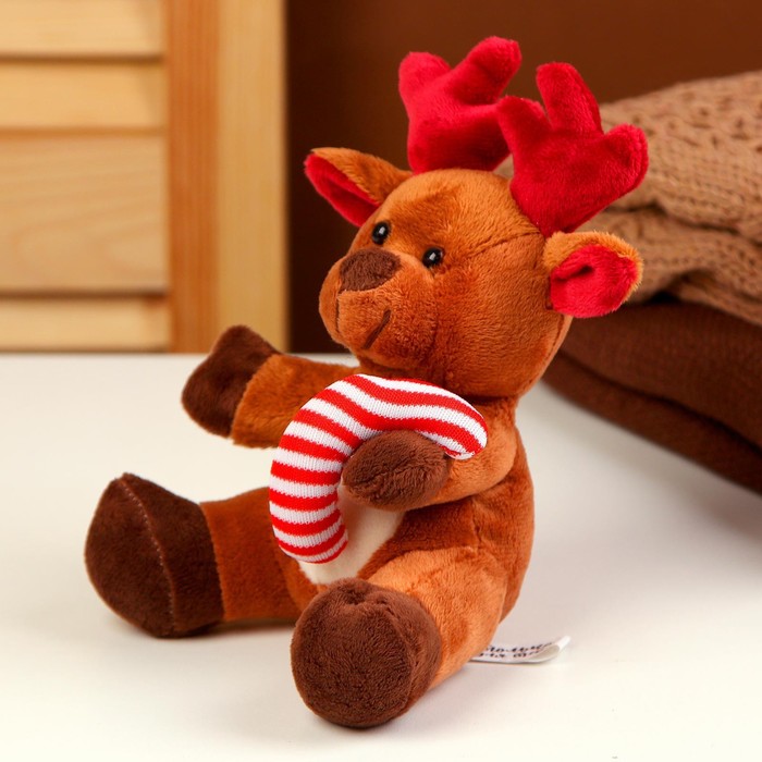 Мягкая игрушка «Олененок», новогодний, 15 см, цвет коричневый - фото 1903461455