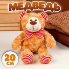 Мягкая игрушка «Медведь», с бантиком, 20 см, цвет бежевый - фото 109048795