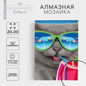 Алмазная мозаика с полным заполнением на холсте «Кот»‎, 20 х 30 см 9493030