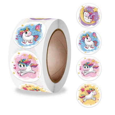 Наклейка бумага «Мечтательный единорог», d=2.5 см, 500 шт. в рулоне, 3×6.5×6.5 см