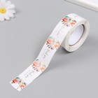 Наклейка бумага "Цветы. Спасибо за заказ" 2,5х4,5 см 250 шт в рулоне 3х6,5х6,5 см - фото 24637479
