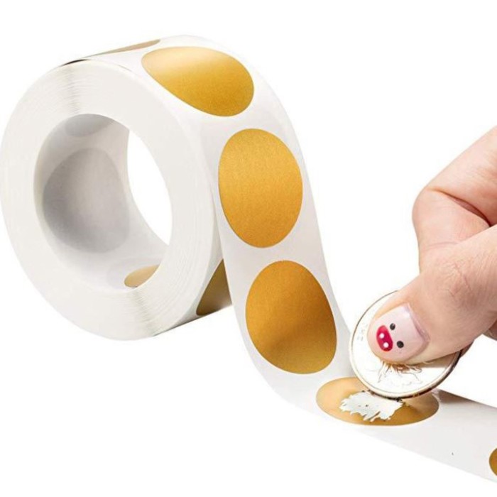 Наклейка бумага «Золотой кружочек», скретч-слой, d=2.5 см, 300 шт. в рулоне - Фото 1