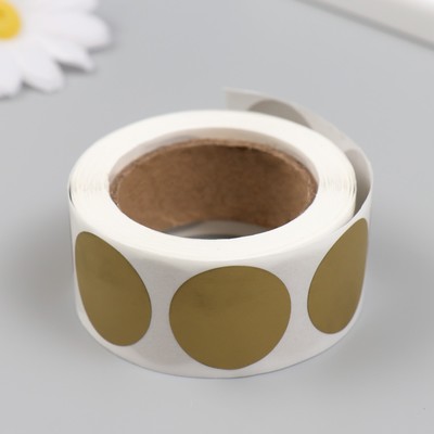 Наклейка бумага «Золотой кружочек», скретч-слой, d=2.5 см, 300 шт. в рулоне