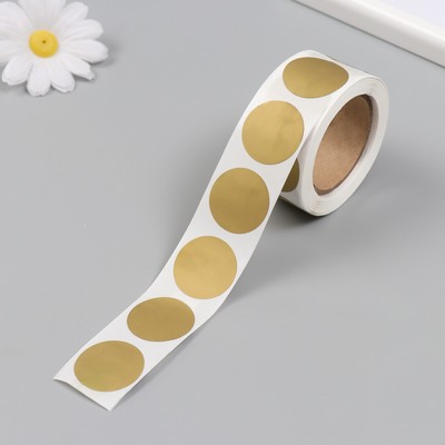 Наклейка бумага «Золотой кружочек», скретч-слой, d=2.5 см, 300 шт. в рулоне